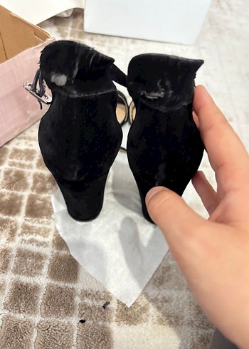 Bambi Siyah Süet Topuklu Kadın Ayakkabı