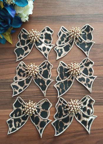 Boncuklu Bohem Vintage Taşlı Leopar Fiyonk Sunum Peçetesi - Görsel 2