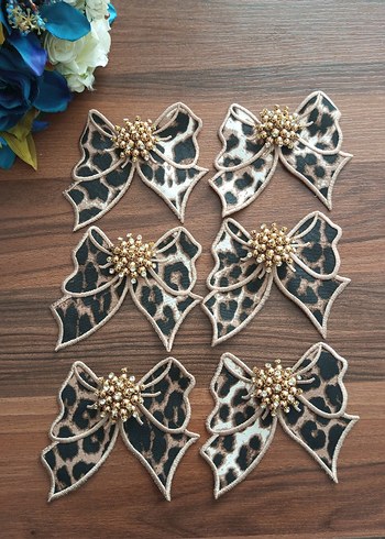 Boncuklu Bohem Vintage Taşlı Leopar Fiyonk Sunum Peçetesi - Görsel 3