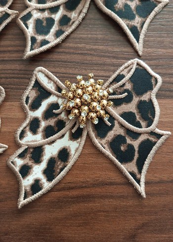 Boncuklu Bohem Vintage Taşlı Leopar Fiyonk Sunum Peçetesi - Görsel 5