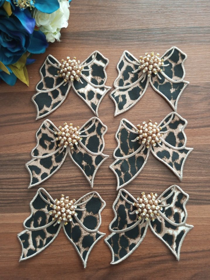 Boncuklu Bohem Vintage Taşlı Leopar Fiyonk Sunum Peçetesi - Görsel 2