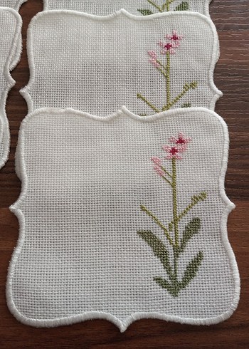 Vintage Nakışlı Keten Bardak Altlıkları - Görsel 2