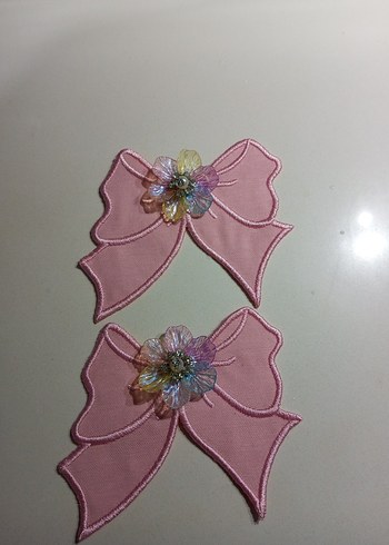 Pembe Nakışlı Kurdeleli Kadın Broş - Görsel 2