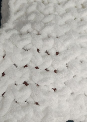 puffy Beyaz Örgü Çocuk Battaniyesi - Görsel 9