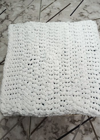 puffy Beyaz Örgü Çocuk Battaniyesi - Görsel 5