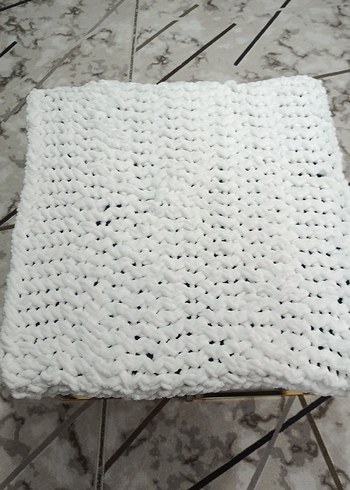 puffy Beyaz Örgü Çocuk Battaniyesi - Görsel 6