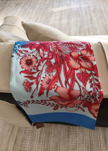 Silk & Cashmere Silk Çiçek Desenli Bohem İpek şal
