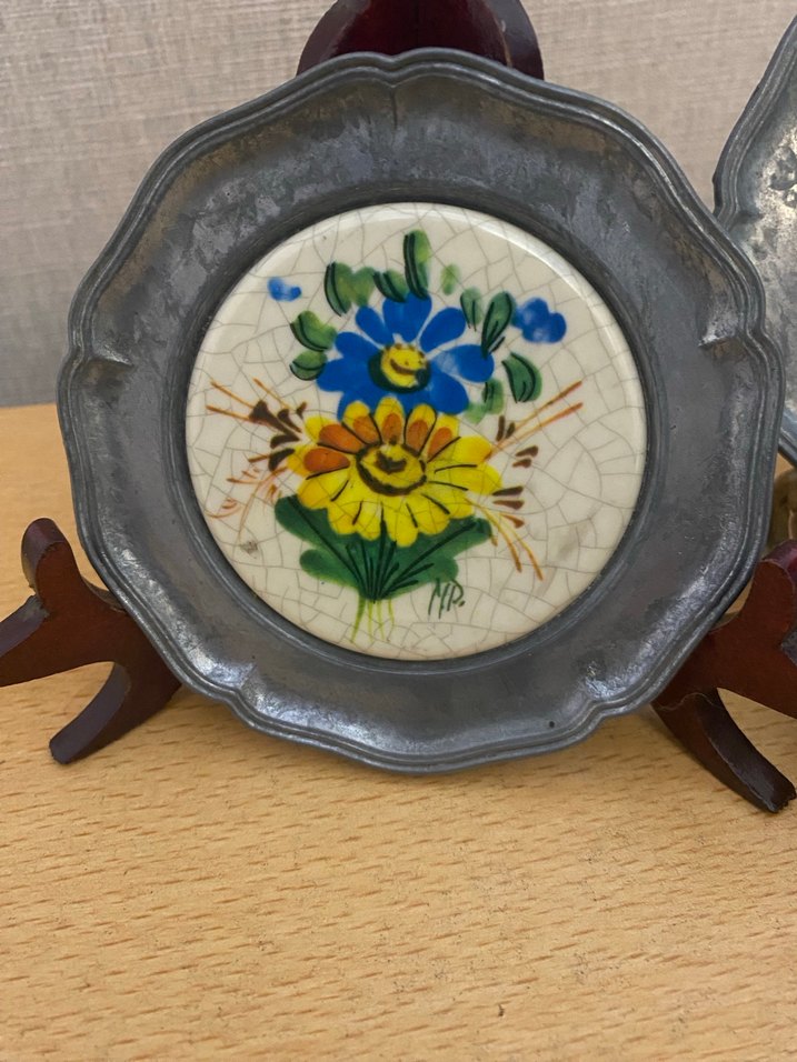 ÇİÇEKLİ ZİNN TABAK ( 2 adet ) - Görsel 3