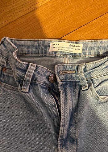 34 Beden Mom Slim Acik Renk Kot Yuksek Bel