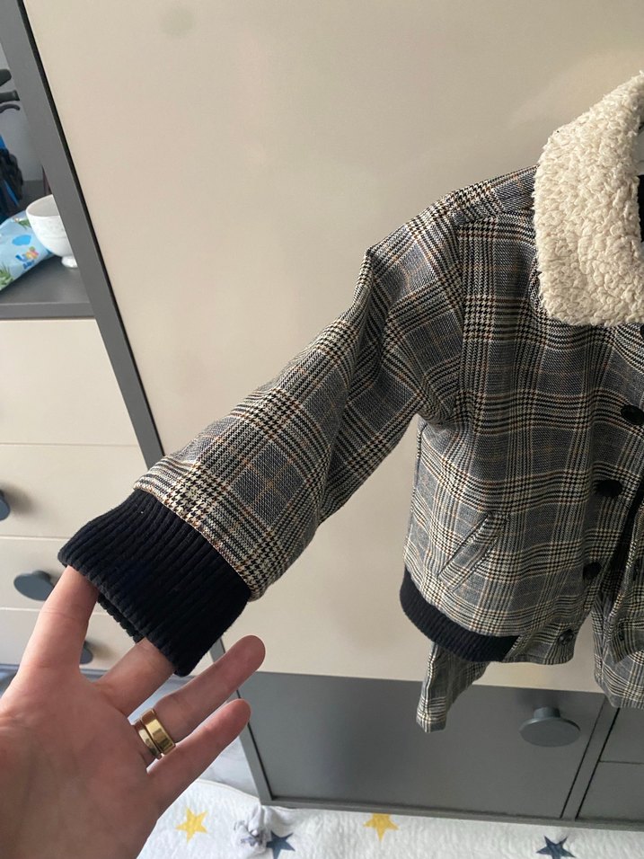 Gri Ekoseli Erkek Çocuk Kabanı - Görsel 5