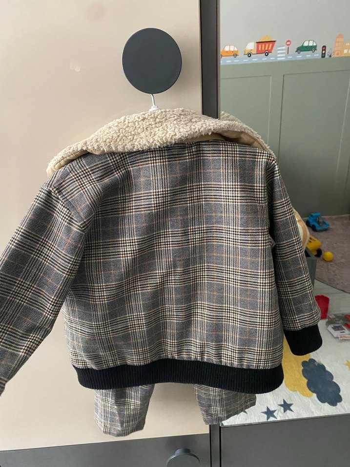 Gri Ekoseli Erkek Çocuk Kabanı - Görsel 4