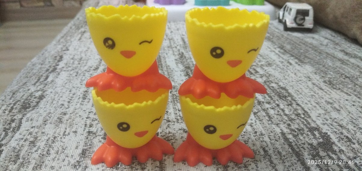 Sarı Renkli Civciv Şekilli haşlanmış yumurta kabı 4 lü - Görsel 2