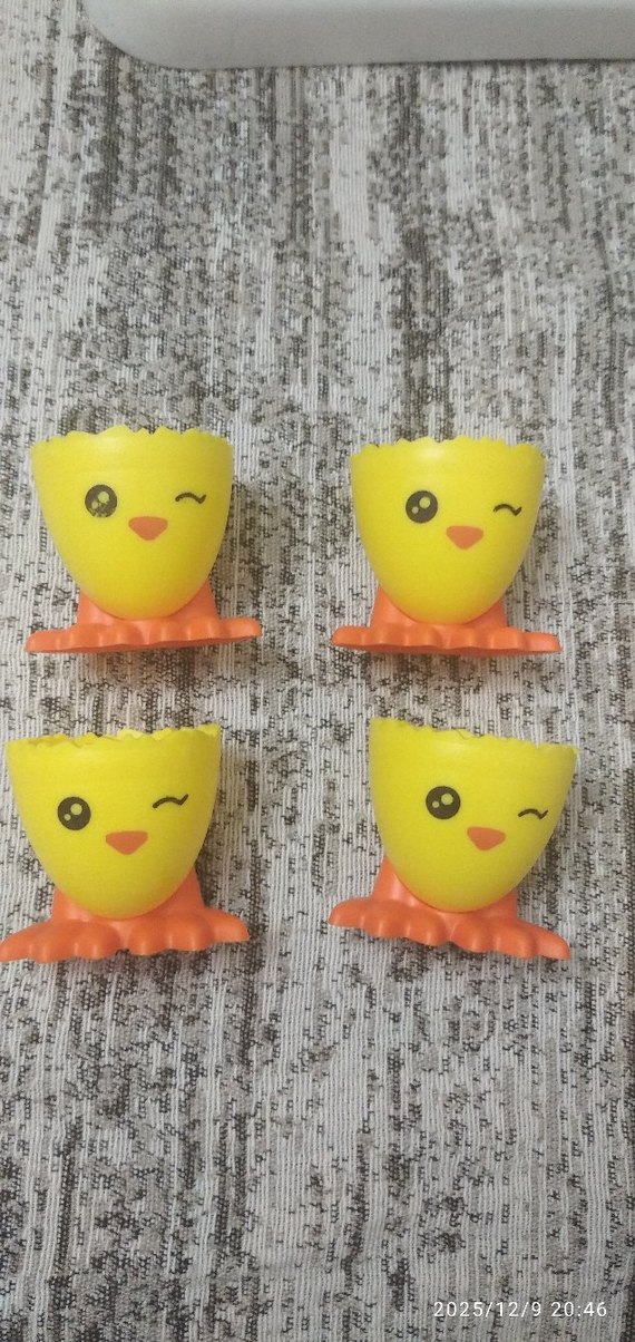 Sarı Renkli Civciv Şekilli haşlanmış yumurta kabı 4 lü - Görsel 3