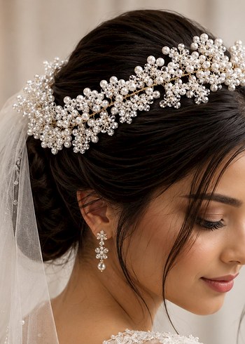 Accessorize  İnci Ve Tasli Gelin Taci