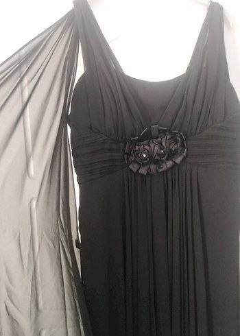 48 Beden Siyah Uzun Askılı Gotik Abiye Elbise