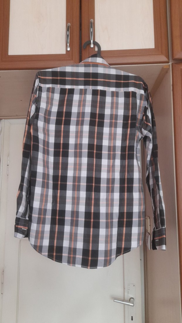 Gri Kareli Uzun Kollu Erkek Gömlek - Görsel 2