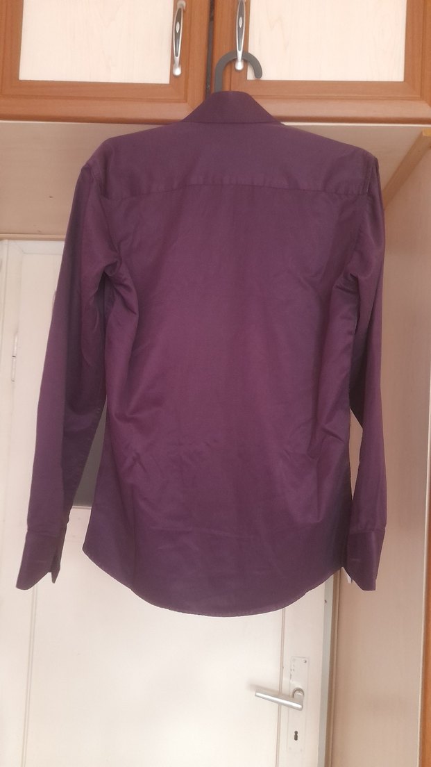 Bordo Uzun Kollu Düğmeli Erkek Gömlek - Görsel 2