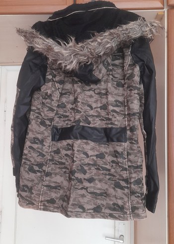 Kahverengi Kamuflaj Deri Kemerli Ceket - Görsel 3