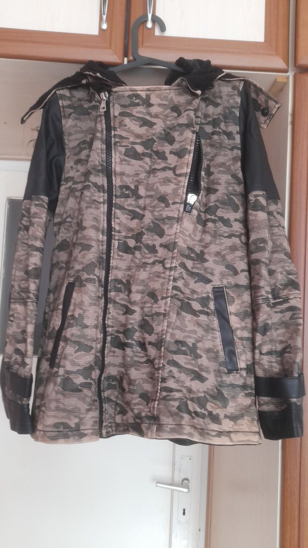 Kahverengi Kamuflaj Deri Kemerli Ceket - Görsel 2