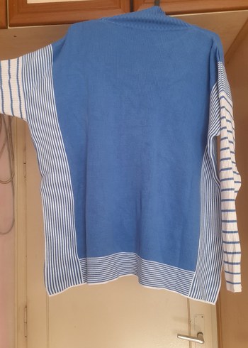 Kadın Mavi Yarım Balıkçı Yaka Triko Kazak - Görsel 3