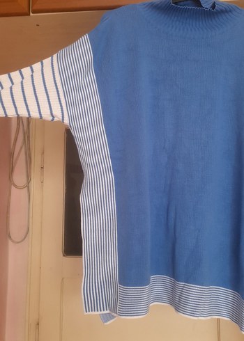 Kadın Mavi Yarım Balıkçı Yaka Triko Kazak - Görsel 2