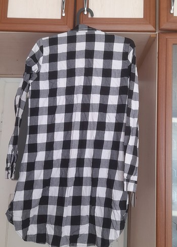 Gri Ekoseli Uzun Kollu Kadın Gömlek - Görsel 2