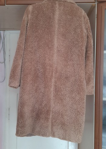 Bej Uzun Peluş Kadın Kaban - Görsel 2