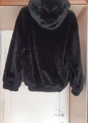 Siyah Kadın Suni Kürk Midi Ceket - Görsel 3