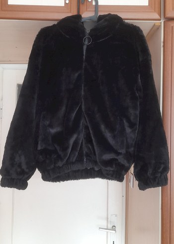 Siyah Kadın Suni Kürk Midi Ceket - Görsel 2