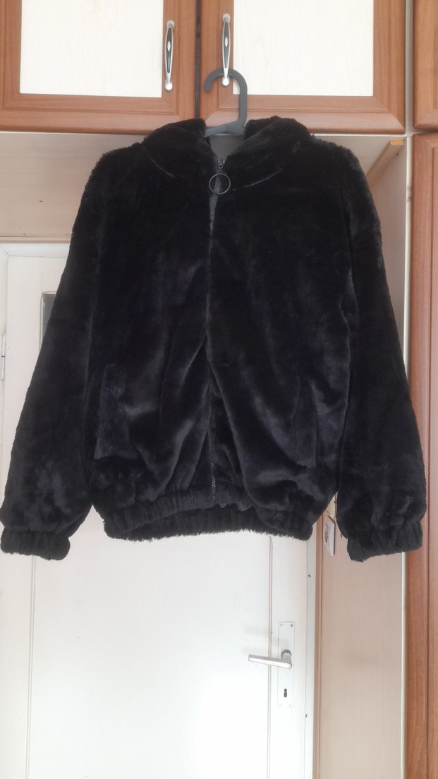 Siyah Kadın Suni Kürk Midi Ceket - Görsel 2