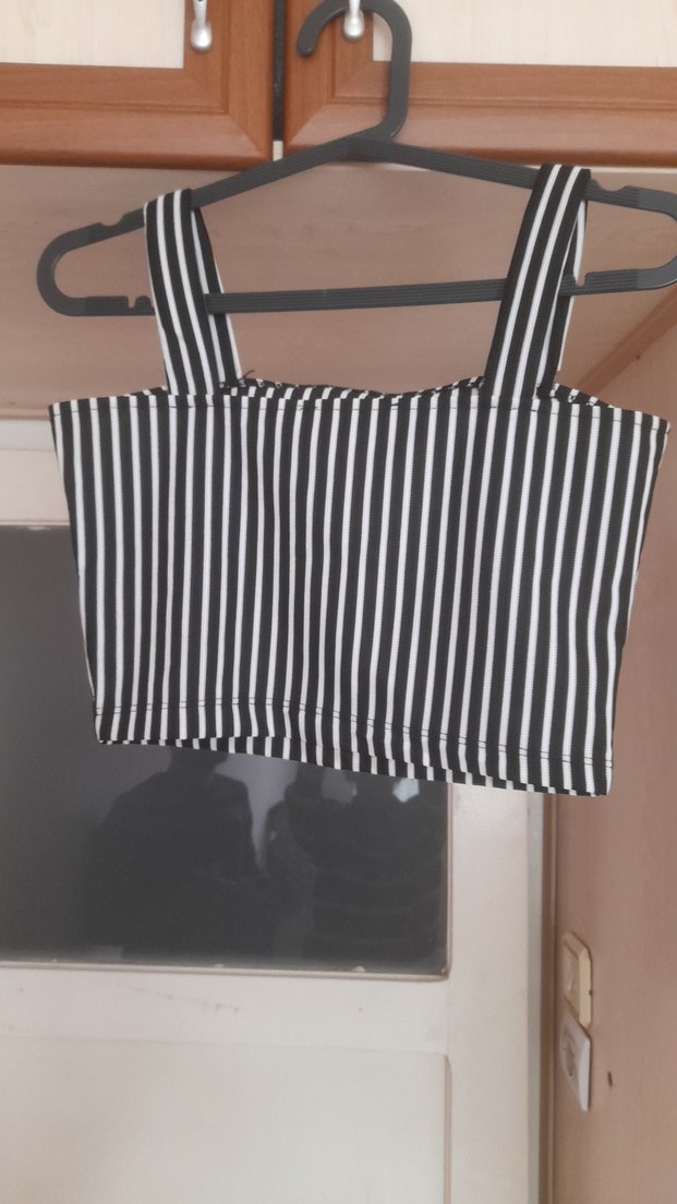 Kadın Siyah Beyaz Çizgili Pilili Pantolon - Görsel 4