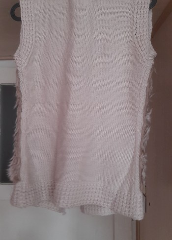 Bej Kürklü Bohem Örgü Kadın Yelek - Görsel 2