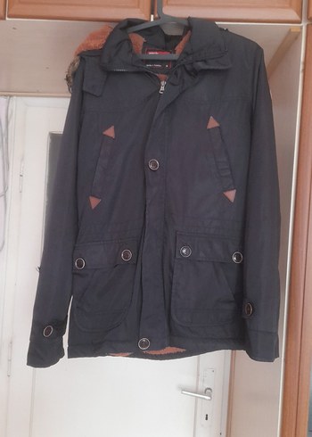 Kahverengi Kapüşonlu erkek Mont - Görsel 2