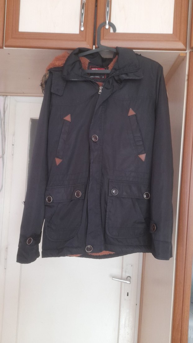 Kahverengi Kapüşonlu erkek Mont - Görsel 2