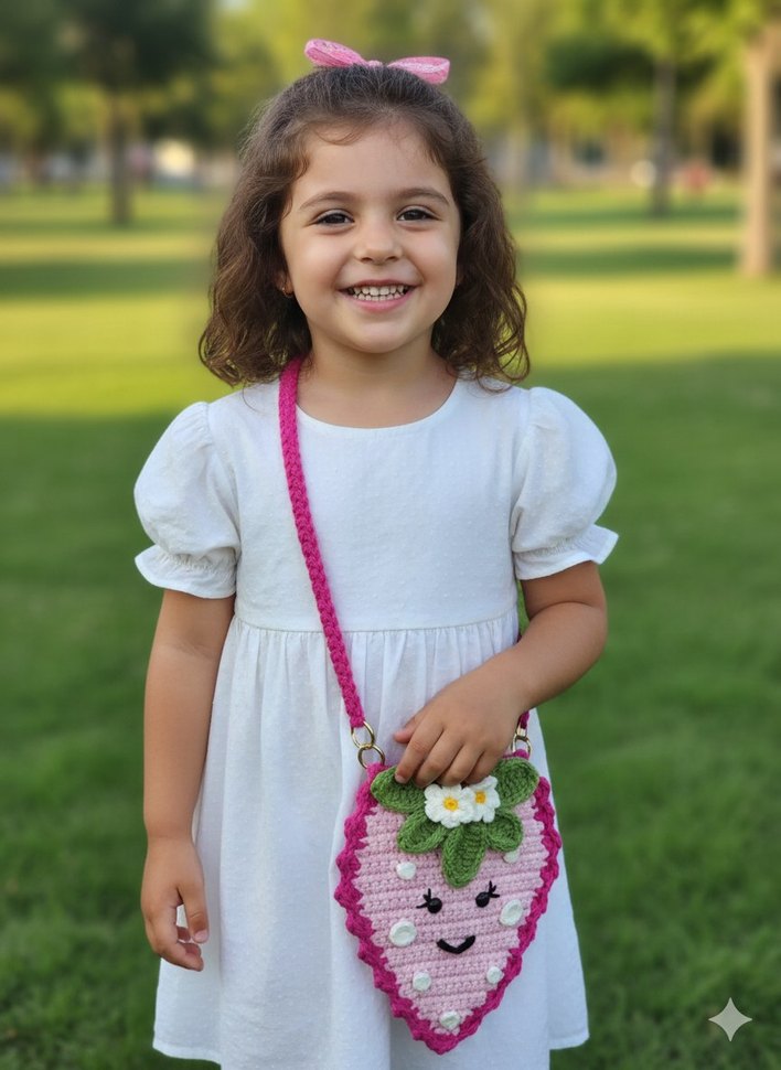 Pembe Çilek Desenli çocuk çantası - Görsel 2