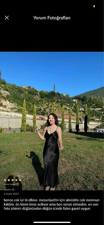 Saten askılı elbise
