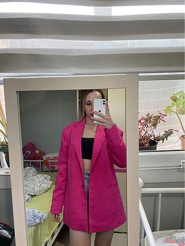 xs Beden pembe Renk pembe blazer h&m