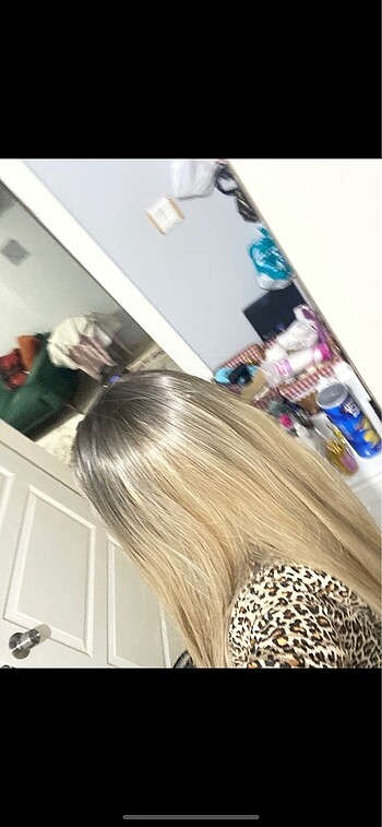 ombre bal sarısı tül peruk - Görsel 4