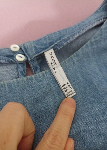 38 Beden zara kadın Mavi Denim Fırfırlı elbise