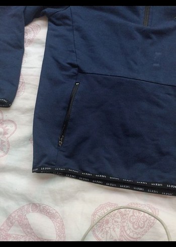 Erkek Kapüşonlu Fermuarlı Mavi sweatshirt - Görsel 6