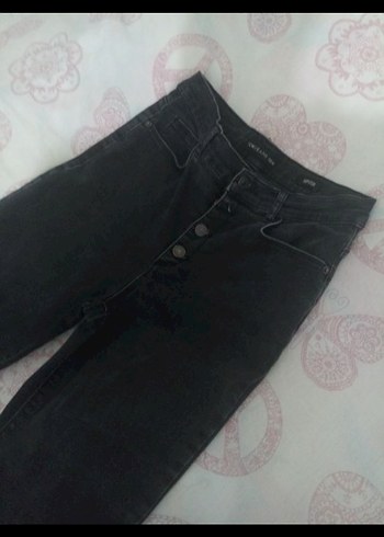 Düğmeli Siyah erkek Kot Pantolon - Görsel 2