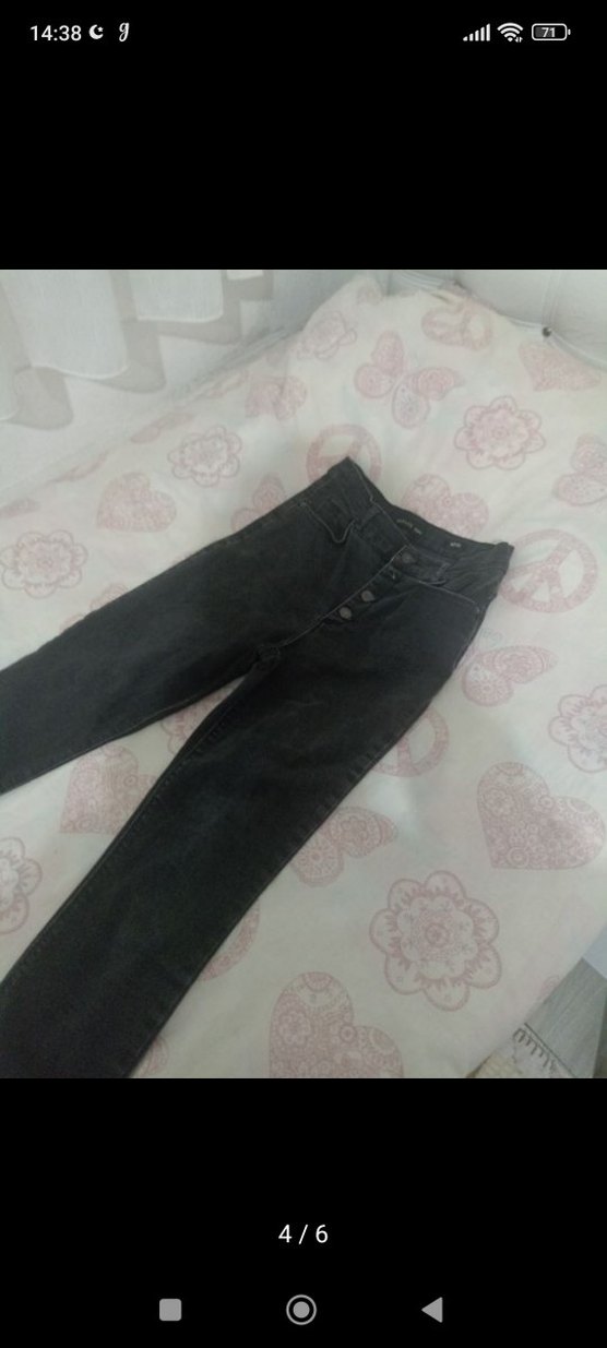 Düğmeli Siyah erkek Kot Pantolon - Görsel 4