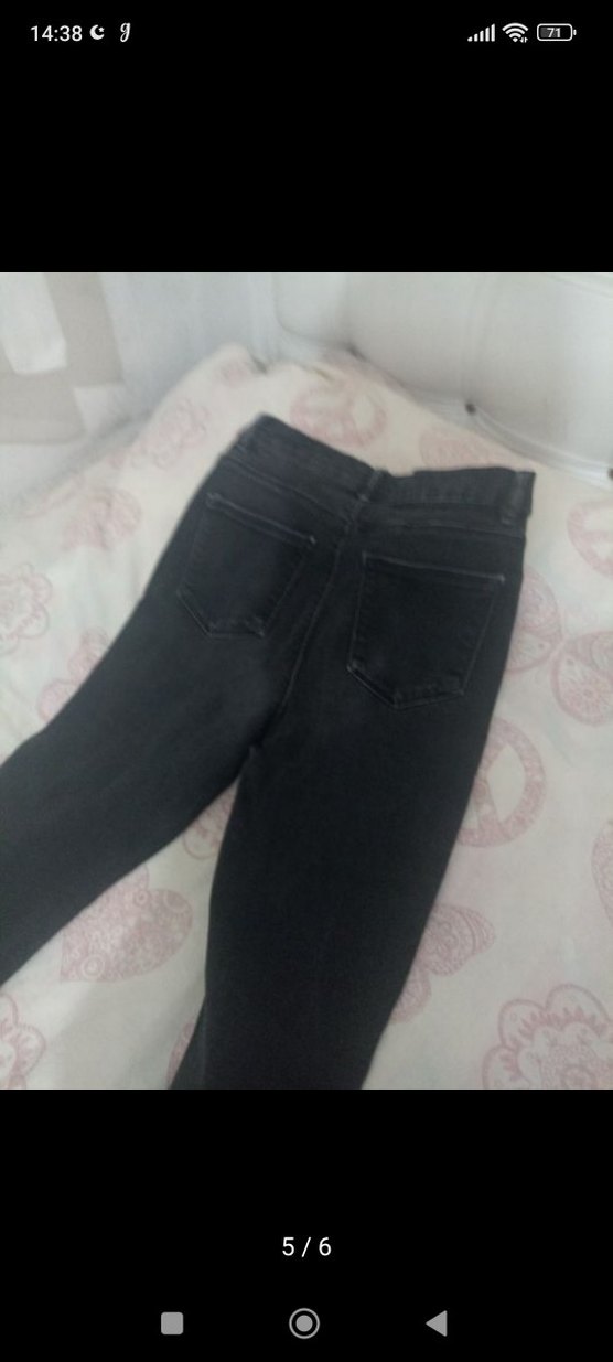 Düğmeli Siyah erkek Kot Pantolon - Görsel 5