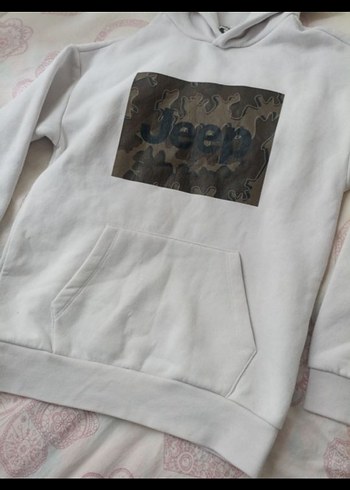 Kapüşonlu beyaz erkek çocuk sweatshirt ve eşofman alti - Görsel 2