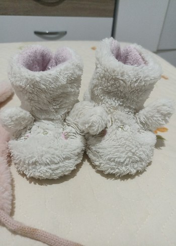 Kız Çocuk Pembe panduf ve bere - Görsel 7