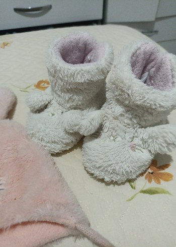 Kız Çocuk Pembe panduf ve bere - Görsel 3