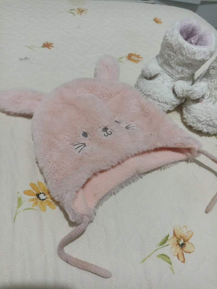 Kız Çocuk Pembe panduf ve bere - Görsel 2