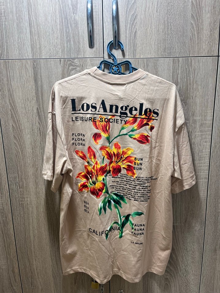 Bej Baskılı Oversize Tişört - Görsel 2