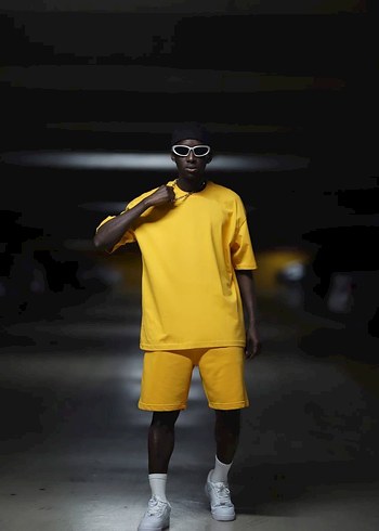 Oversize Düz Sarı Mor Takım - Görsel 3