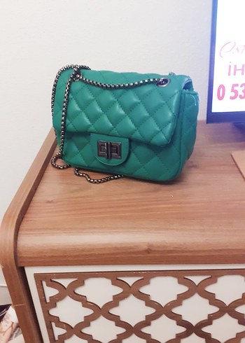 Tokalı Turkuaz Deri Kadın Çanta - Görsel 2